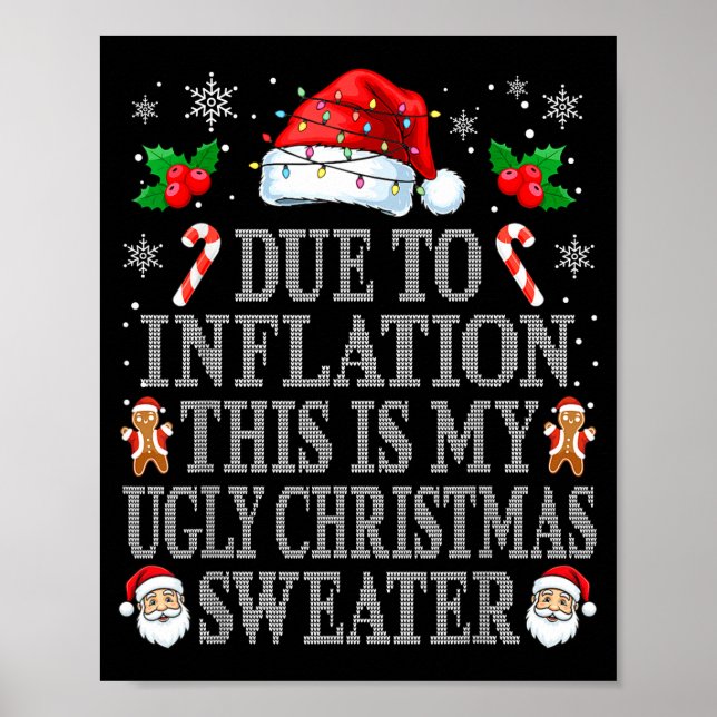 Póster Funny Due To Inflation Ugly Christmas Sweaters Men (Frente)