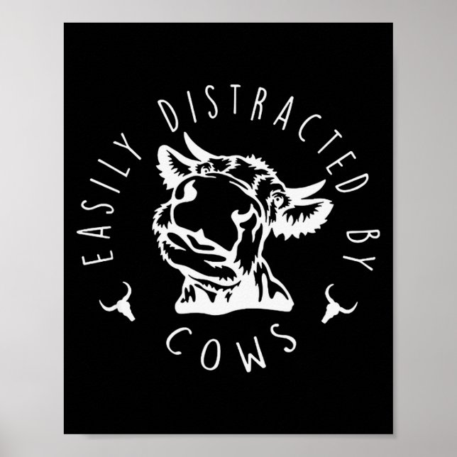 Póster Funny Easily Distracted By Cows Design  (Frente)
