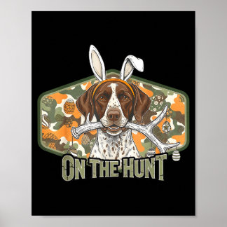 Póster Funny easter labrador retriever on the hunt bunny