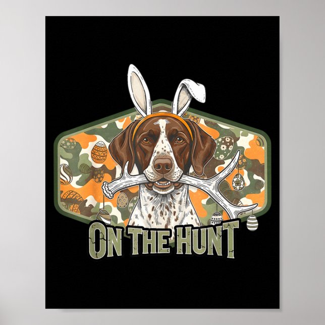 Póster Funny easter labrador retriever on the hunt bunny (Frente)