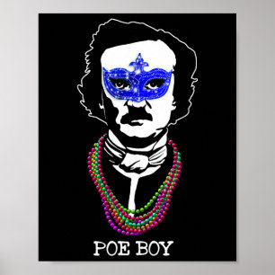 Póster Funny Edgar Allan Poe Mardi Gras Mashup 1