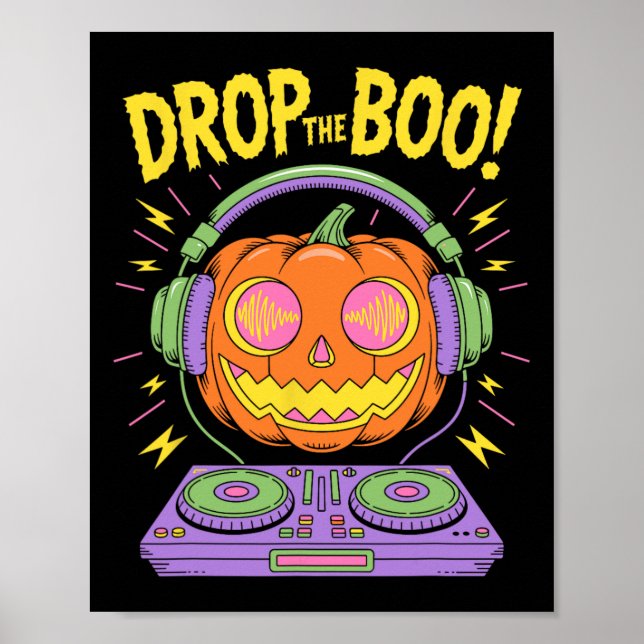 Póster Funny Edm Dj Halloween Pumpkin (Frente)