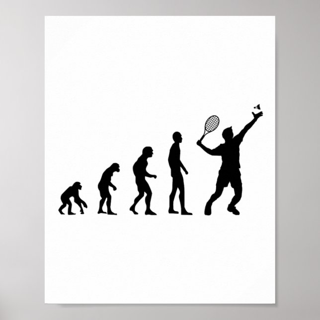 Póster Funny el transbordador de evolución de Badminton (Frente)
