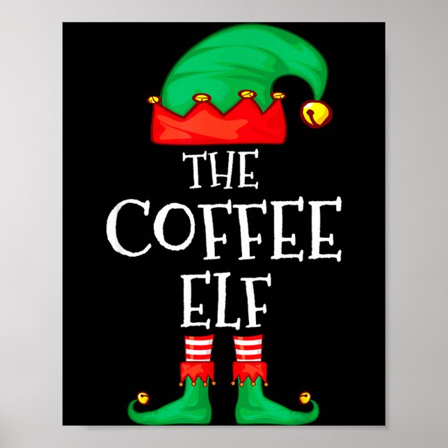 Póster Funny Elf Family Christmas The Coffee Elf Sweater  (Frente)