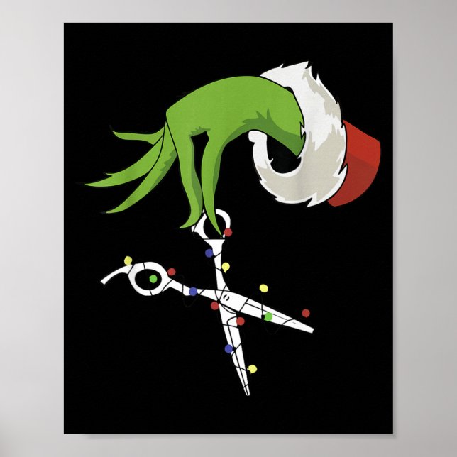 Póster Funny Elf Hands Hair Stylist Hairdresser Scissor B (Frente)