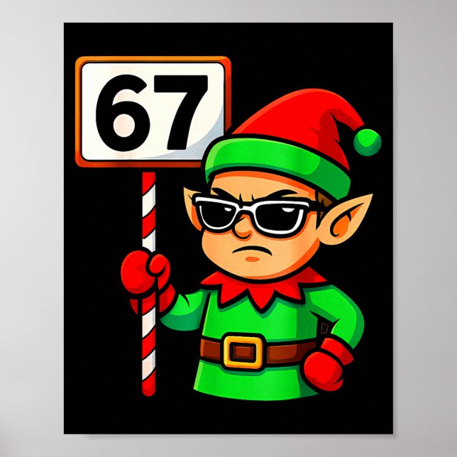 Póster Funny Elf Six Seven 6 7 Meme Christmas Costume 67  (Frente)