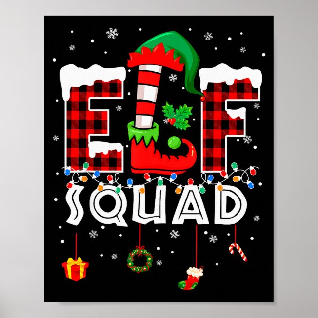 Póster Funny Elf Squad Christmas Family Matching Pajamas  (Frente)