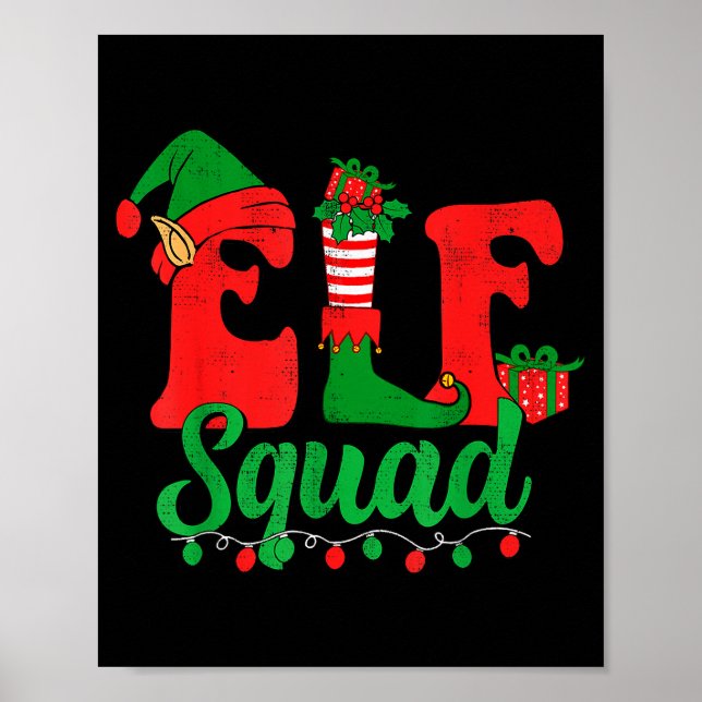 Póster Funny Elf Squad Santa Hat Family Matching Christma (Frente)