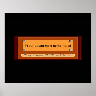 Póster Funny Employee of the Month Your Name Plate