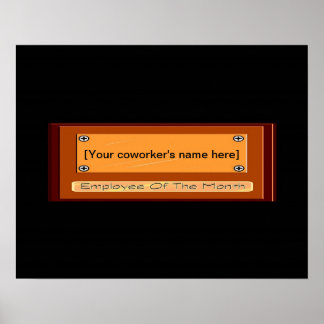Póster Funny Employee of the Month Your Name Plate