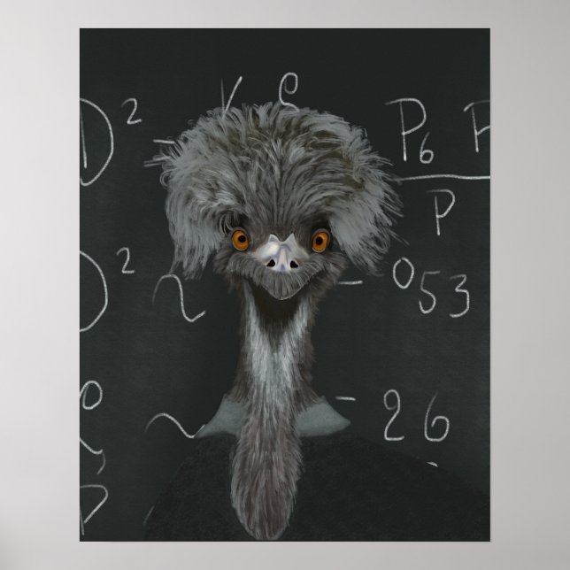Póster Funny Emu Einstein (Frente)