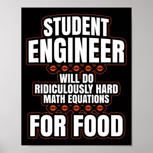Póster Funny Engineer Engineering College Student S  (Frente)