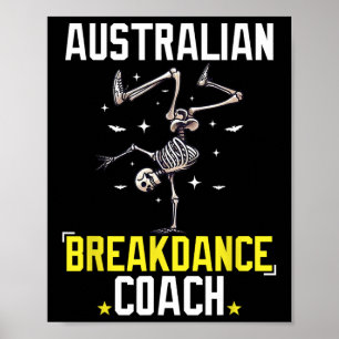 Póster Funny entrenador australiano de baile Skeleton Hal