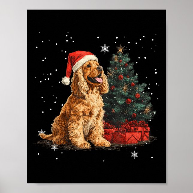 Póster Funny Er Spaniel Dog Christmas Tree Women Men Kids (Frente)