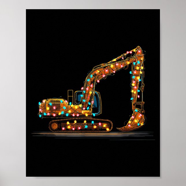 Póster Funny Excavator Christmas Graphics Lights Lover  (Frente)