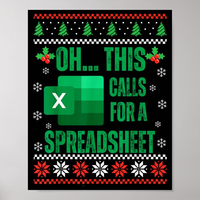 Póster Funny Excel Spreadsheets Christmas Sweater Lover A (Frente)
