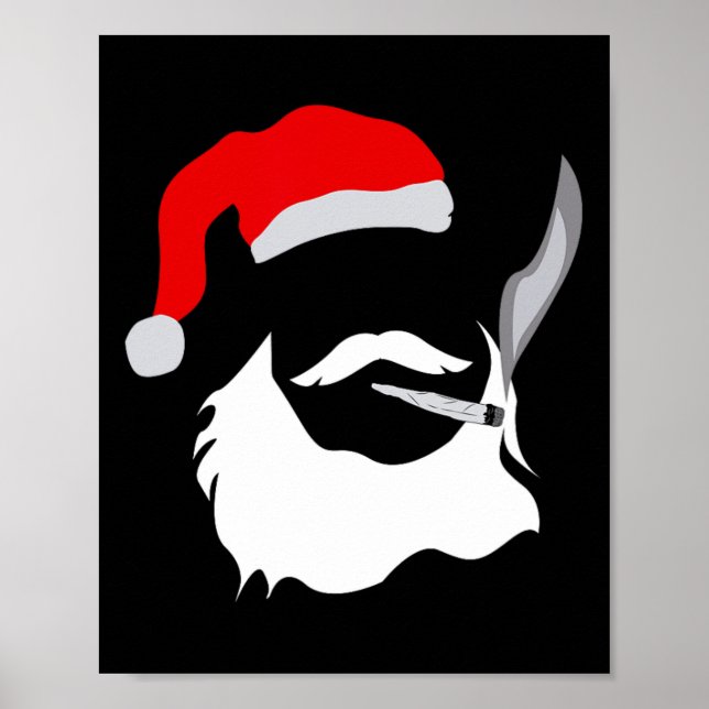 Póster Funny Face Santa Clause Fumar Navidades de malezas (Frente)
