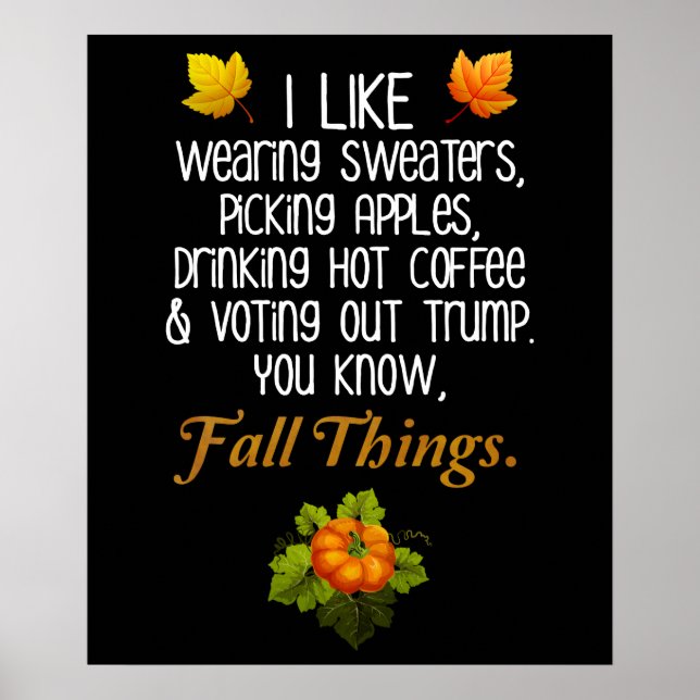 Póster Funny Fall 2020 Noviembre Elección contra Trump (Frente)