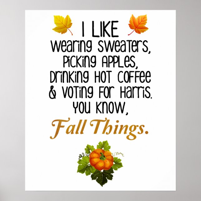 Póster Funny Fall 2024 Noviembre Elecciones Pro-Harris (Frente)