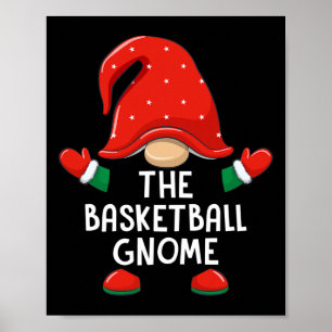 Póster Funny familia de Navidades del Gnome de Baloncesto
