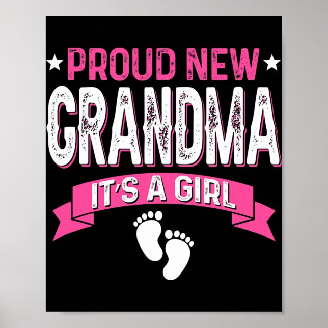 Póster Funny Family Gender Reveal Proud New Grandma It's  (Frente)