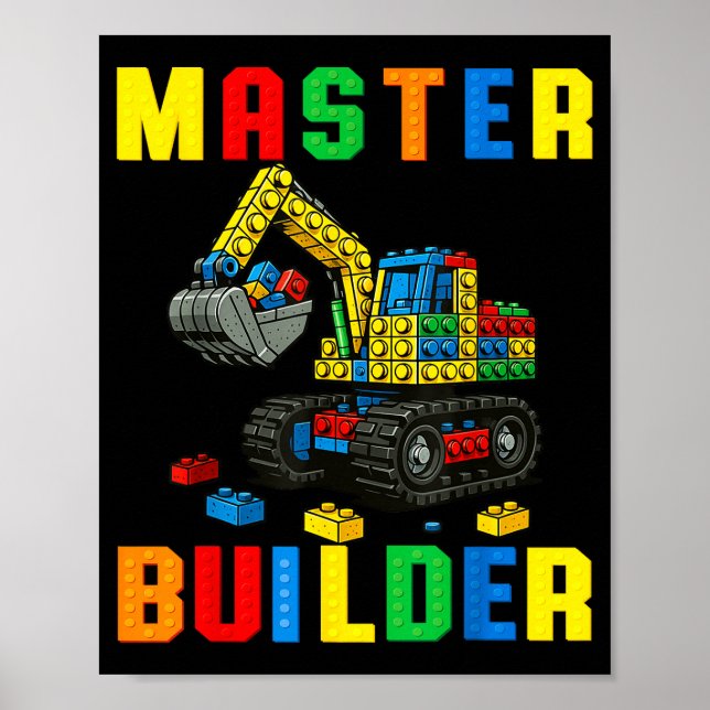 Póster Funny Family Master Builder Building Bricks Blocks (Frente)