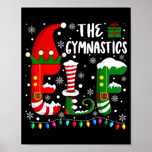 Póster Funny Family Matching Pajamas Gymnastics Elf Chris (Frente)