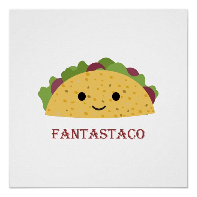 Póster Funny Fantastaco Taco Pun Cute Kawaii Taco (Anverso)