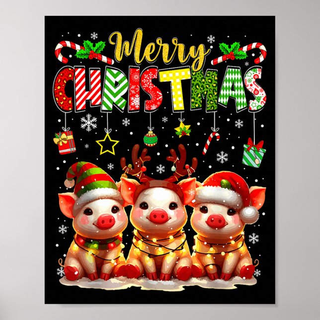 Póster Funny Farmer Merry Christmas Reindeer Santa Gs Fam (Frente)