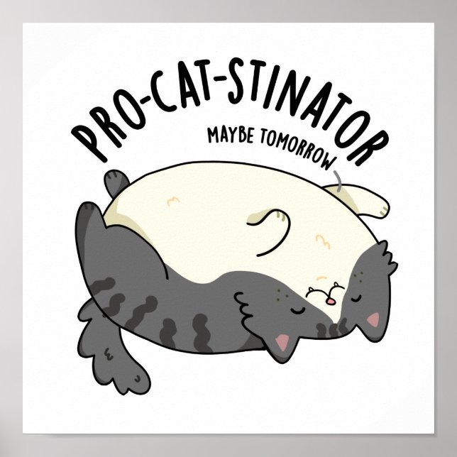 Póster Funny Fat Cat Pun, un gato afines al gato (Frente)