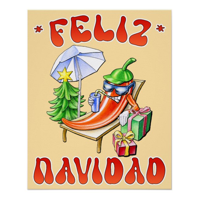 Póster Funny Feliz Navidad Navidad Chili (Anverso)
