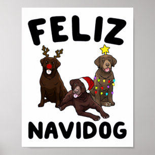 Póster Funny Feliz Navidog Chesapeake Y Retriever Dog Chr