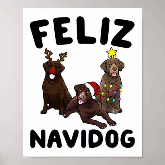 Póster Funny Feliz Navidog Chesapeake Y Retriever Dog Chr (Frente)