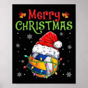 Póster Funny Feliz Voleibol de Navidad Santa Hat Xmas Li