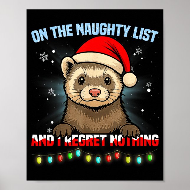 Póster Funny Ferret Christmas Santa Hat Xmas Men Women Ki (Frente)