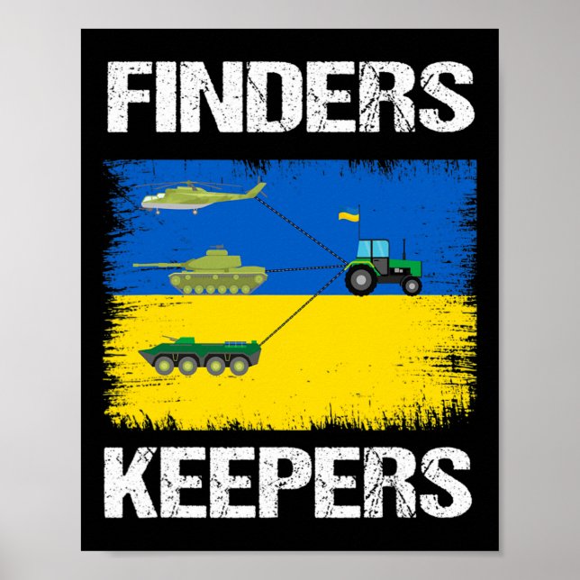Póster Funny Finders Keepers Farmer Tractor Tank Support  (Frente)