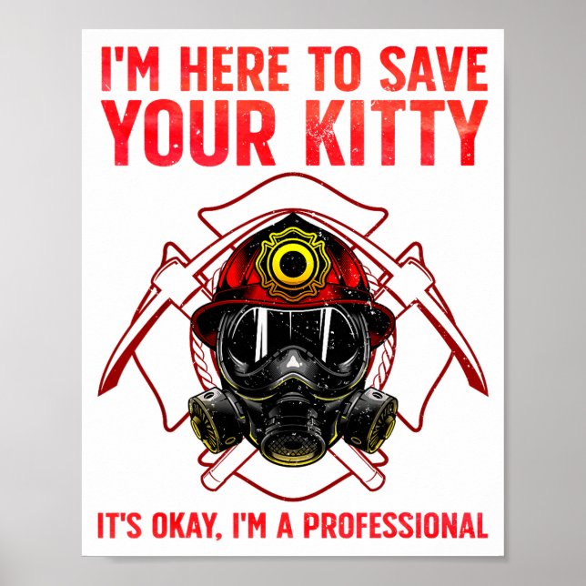 Póster Funny Firefighter Art For Men Women Fireman Gag Fi (Frente)