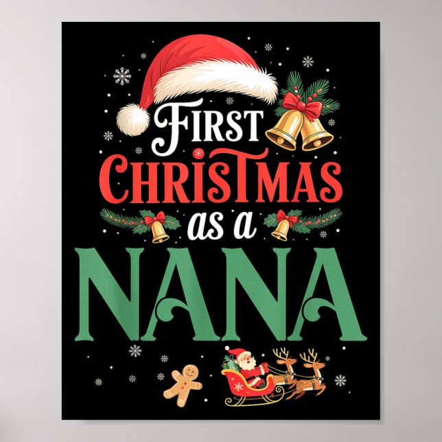 Póster Funny First Christmas As A Nana Matching Family Xm (Frente)