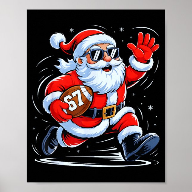 Póster Funny Football Santa 67 Christmas Xmas Holiday Boy (Frente)