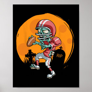 Póster Funny Footll Zombie Player Halloween Football Spor