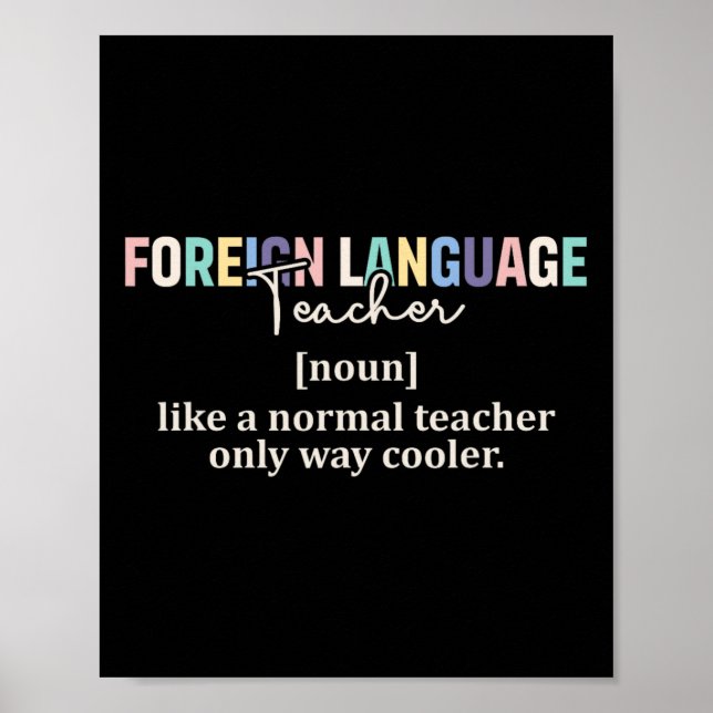Póster Funny Foreign Language Teacher Definition Back To  (Frente)
