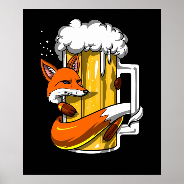 Póster Funny Fox Beer Beer Animal Funny Fiesta (Frente)