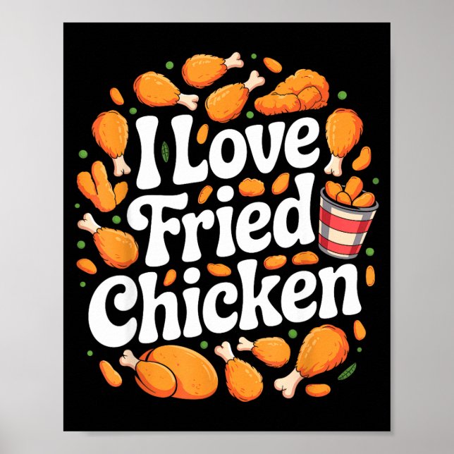 Póster Funny Fried Chicken Art For Men Women Kids Fast Fo (Frente)