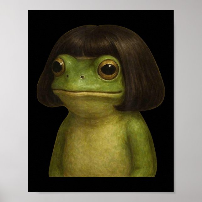 Póster Funny Frog Chica Bob Hair Meme Art (Frente)