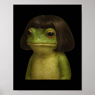 Póster Funny Frog Chica Bob Hair Meme Art