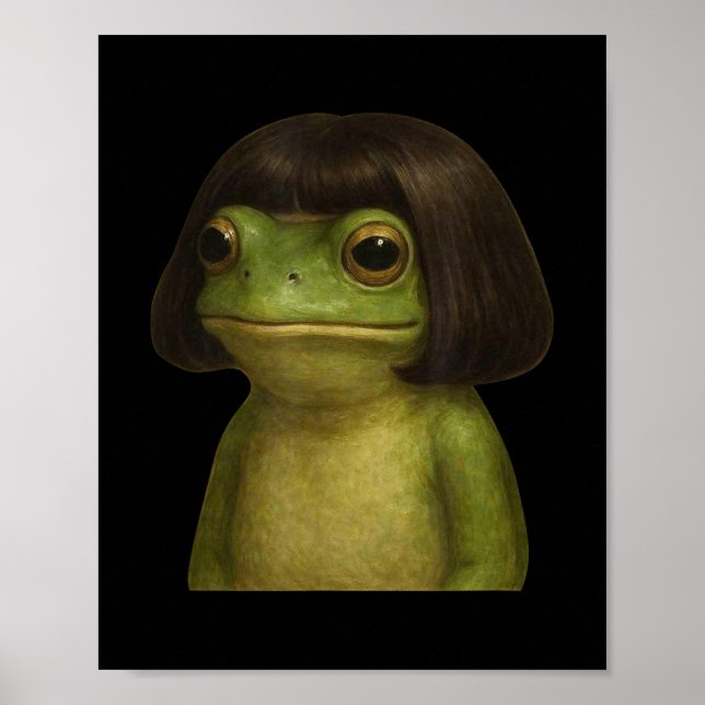 Póster Funny Frog Chica Bob Hair Meme Art (Frente)