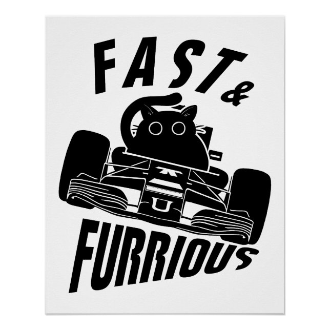 Póster Funny FURRurious car drive cat (Anverso)