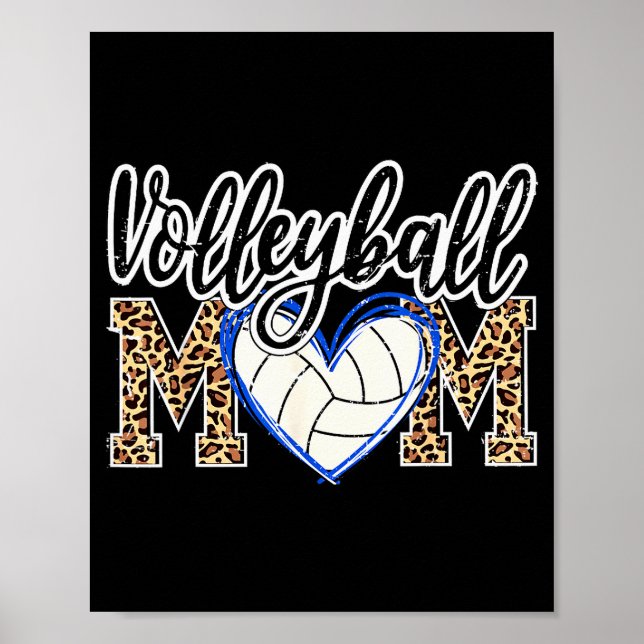 Póster Funny Game Women Volleyball Leopard Ball Mom Mothe (Frente)