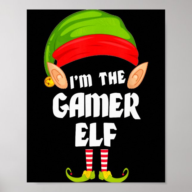 Póster Funny Gamer Elf Matching Family Group Pj Christmas (Frente)