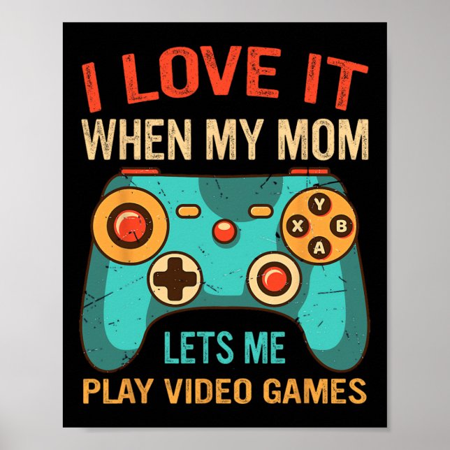 Póster Funny Gamer Gift For Boys Console Video Game Prese (Frente)